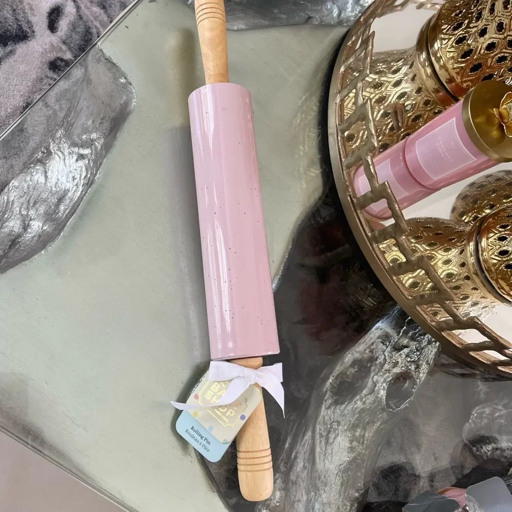 Pink Rolling Pin with Wooden Handles